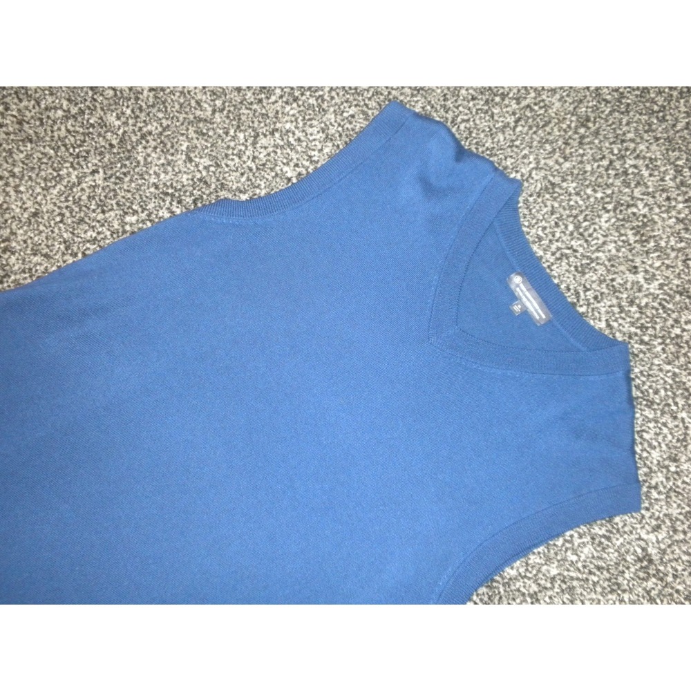 Hart Schaffner Marx Sweater Vest Mens XL‎ Blue Merino Wool V Neck Preppy Golf
